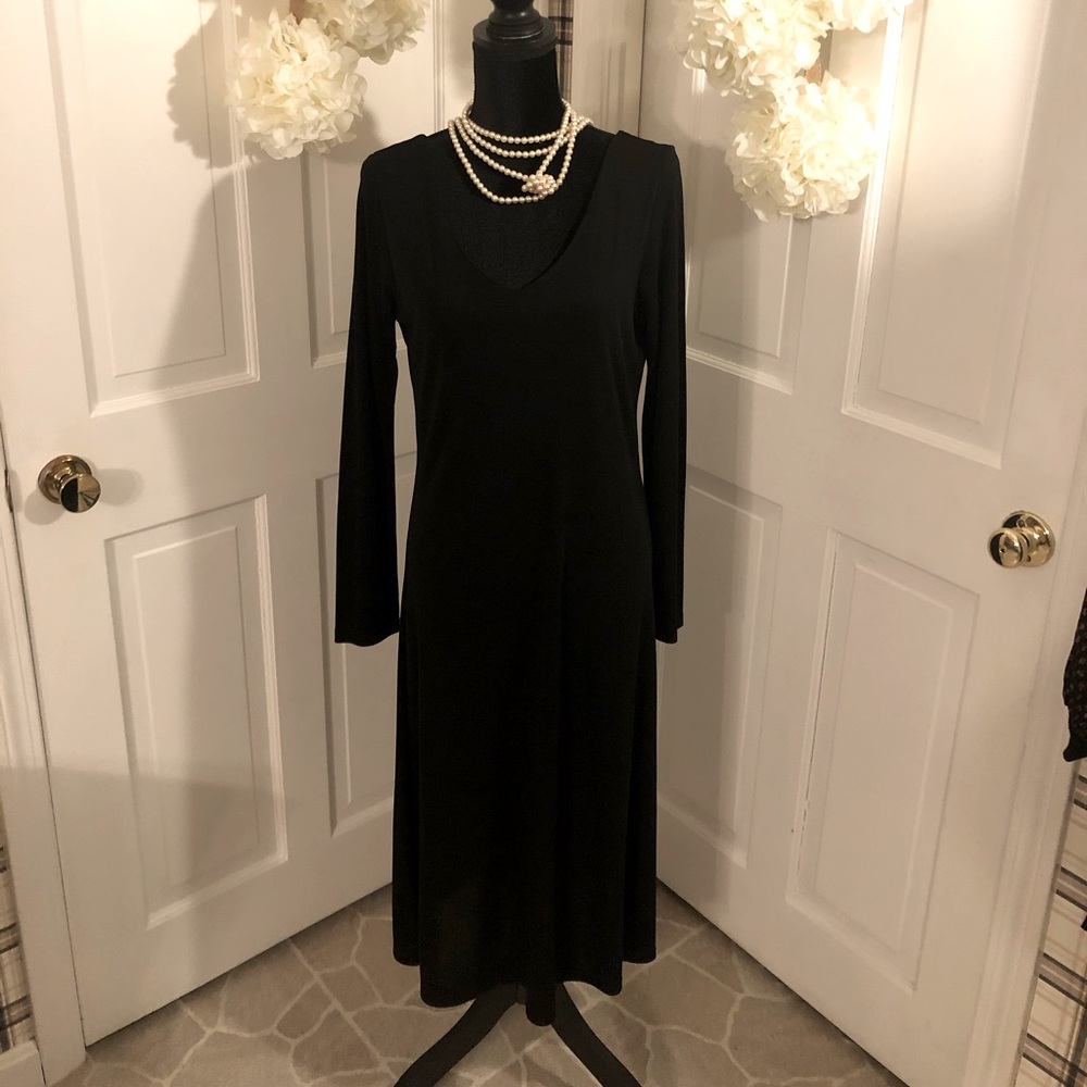 Classic Black Maxi Dress with V-Neck
